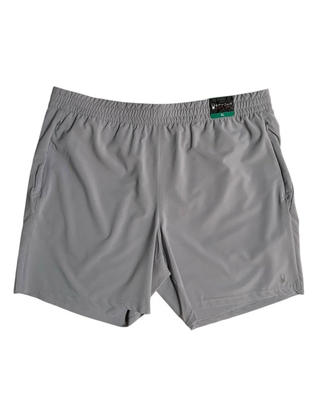 Spyder Mens Active Shorts XL Gray 7in Inseam Zip Pockets Drawstring Stretch NWT